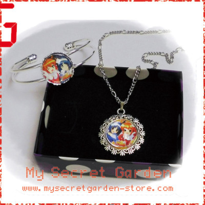 Kaitō Tenshi Twin Angel 快盗天使ツインエンジェル Anime Cabochon Necklace and Bracelet Set Kaitō Tenshi Twin Angel 快盗天使ツインエンジェル Anime Cabochon Necklace and Bracelet Set